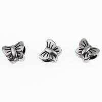 Stainless Steel Large Hole Beads, Butterfly, anoint, 8mm, Hole:Approx 4mm, 50PCs/Lot, Sold By Lot