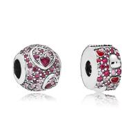 Zinc Alloy European Beads silver color plated DIY & with rhinestone nickel lead & cadmium free Sold By Bag