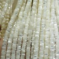 Perles en coquillage blanc naturel, coquille, Plat rond, poli, DIY, blanc, 6*2mm, Vendu par brin