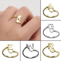 Stainless Steel Finger Ring, Alphabet Letter, plated, fashion jewelry & different styles for choice & for woman, more colors for choice, 5x5x5cm, Sold By PC