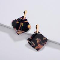 Acrylic Jewelry Earring, Acetate, Rhombus, plated, vintage & for woman, more colors for choice, 50x65mm, Sold By Pair
