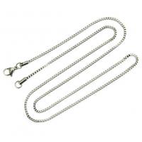 Stainless Steel Necklace Chain, silver color plated, Unisex, nickel, lead & cadmium free, 2mm, Sold Per 24 Inch Strand