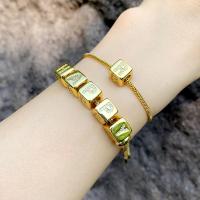 Cubic Zirconia Micro Pave Brass Bracelet with Cubic Zirconia Square 18K gold plated & fashion jewelry & for woman 265*9*9mm Sold By PC