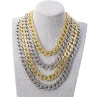 Brass Chain Necklace with Rhinestone plated fashion jewelry & for woman & with rhinestone Sold By Strand