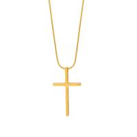 Titanium Steel Necklace, Cross, plated, fashion jewelry & Unisex, golden, 615*40*24mm, Sold By Strand