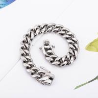 Titanium Steel Bracelet & Bangle polished fashion jewelry & Unisex silver color 180*10*5mm Sold By Strand