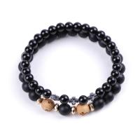 Gemstone Bracelets Black Stone plated fashion jewelry & Unisex Sold By Strand