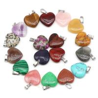 Gemstone Pendants Jewelry, Heart, polished, different materials for choice, more colors for choice, 20mm, 50PCs/Lot, Sold By Lot