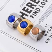 Titanium Steel Finger Ring with Cats Eye Donut plated fashion jewelry & for man 14.5*3.5mm Sold By PC
