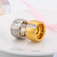 Titantium Steel finger ring, Titan Stål, med Ädelsten, Donut, plated, mode smycken & för människan, fler färger för val, 15*3mm, Säljs av PC