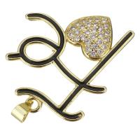 Cubic Zirconia Micro Pave Brass Pendant Alphabet Letter plated fashion jewelry & DIY & for woman & with cubic zirconia nickel lead & cadmium free Approx 3.5mm Sold By Lot