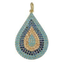 Cubic Zirconia Micro Pave Brass Pendant Teardrop plated fashion jewelry & DIY & for woman & with cubic zirconia skyblue nickel lead & cadmium free Approx 3mm Sold By Lot