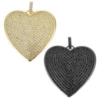 Cubic Zirconia Micro Pave Brass Pendant, Heart, plated, fashion jewelry & DIY & for woman & with cubic zirconia, more colors for choice, nickel, lead & cadmium free, 30x31x3mm, Hole:Approx 3x4mmmm, 5PCs/Lot, Sold By Lot