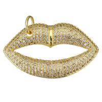 Cubic Zirconia Micro Pave Brass Pendant Lip plated fashion jewelry & DIY & for woman & with cubic zirconia golden nickel lead & cadmium free Approx 5mm Sold By Lot