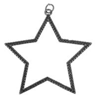Cubic Zirconia Micro Pave Brass Pendant Star plated fashion jewelry & DIY & for woman & with cubic zirconia black nickel lead & cadmium free Approx 3.5mm Sold By Lot