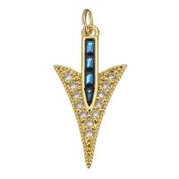Cubic Zirconia Micro Pave Brass Pendant, arrowhead, plated, fashion jewelry & DIY & for woman & with cubic zirconia, nickel, lead & cadmium free, 14x27.50x2.50mm, Hole:Approx 3.5mm, 10PCs/Lot, Sold By Lot