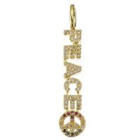 Cubic Zirconia Micro Pave Brass Pendant, Alphabet Letter, plated, fashion jewelry & DIY & for woman & with cubic zirconia, golden, nickel, lead & cadmium free, 7.50x38.50x6mm, Hole:Approx 3.5x5mmmm, 10PCs/Lot, Sold By Lot