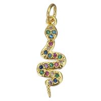 Cubic Zirconia Micro Pave Brass Pendant Snake plated fashion jewelry & DIY & for woman & with cubic zirconia golden nickel lead & cadmium free Approx 3.5mm Sold By Lot