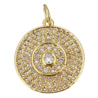 Cubic Zirconia Micro Pave Brass Pendant Round plated fashion jewelry & DIY & for woman & with cubic zirconia golden nickel lead & cadmium free Approx 3.5mm Sold By Lot