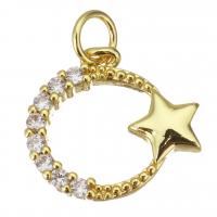 Cubic Zirconia Micro Pave Brass Pendant Moon and Star plated fashion jewelry & DIY & for woman & with cubic zirconia nickel lead & cadmium free Approx 3.5mm Sold By Lot