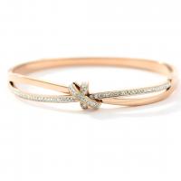 Titanium Steel Bracelet & Bangle, rose gold color plated, micro pave cubic zirconia & for woman, 61mm, Sold By PC