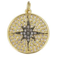 Cubic Zirconia Micro Pave Brass Pendant Round plated fashion jewelry & DIY & for woman & with cubic zirconia golden nickel lead & cadmium free Approx 3mm Sold By PC