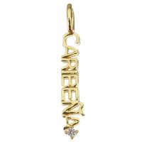 Cubic Zirconia Micro Pave Brass Pendant, Alphabet Letter, plated, fashion jewelry & DIY & for woman & with cubic zirconia, golden, nickel, lead & cadmium free, 6x34x6mm, Hole:Approx 3.5x5mmmm, 10PCs/PC, Sold By PC