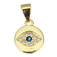 Cubic Zirconia Micro Pave Brass Pendant, plated, fashion jewelry & DIY & for woman & with cubic zirconia, golden, nickel, lead & cadmium free, 10x12x1.50mm, Hole:Approx 3.5mm, 10/PC, Sold By PC