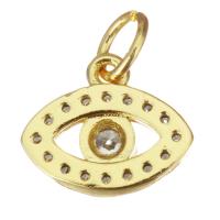Cubic Zirconia Micro Pave Brass Pendant, Eye, plated, fashion jewelry & DIY & for woman & with cubic zirconia, golden, nickel, lead & cadmium free, 11x9x2.50mm, Hole:Approx 3.5mm, 10PCs/PC, Sold By PC