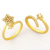 cobre Cuff Ring Finger, 18K banhado a ouro, joias de moda & Vario tipos a sua escolha & micro pavimento em zircônia cúbica & para mulher, dourado, vendido por PC