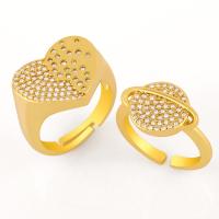 Brass Cuff Finger Ring 18K gold plated fashion jewelry & micro pave cubic zirconia & for woman golden Sold By PC
