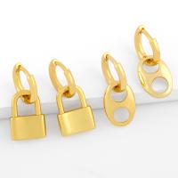 Huggie Hoop Drop Earring Brass plated fashion jewelry & for woman & smooth golden 23*10mm Sold By Pair