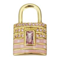 Cubic Zirconia Micro Pave Brass Pendant Lock plated fashion jewelry & DIY & for woman & with cubic zirconia pink nickel lead & cadmium free Approx Sold By Lot