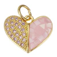 Cubic Zirconia Micro Pave Brass Pendant Heart plated fashion jewelry & DIY & for woman & with cubic zirconia pink nickel lead & cadmium free Approx 3.5mm Sold By Lot