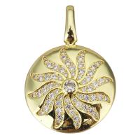 Cubic Zirconia Micro Pave Brass Pendant Round plated fashion jewelry & DIY & for woman & with cubic zirconia golden nickel lead & cadmium free Approx Sold By Lot