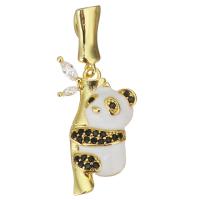 Cubic Zirconia Micro Pave Brass Pendant Panda plated fashion jewelry & DIY & for woman & with cubic zirconia golden nickel lead & cadmium free Approx Sold By Lot