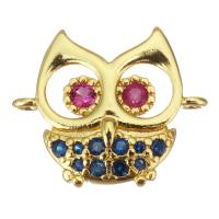 Cubic Zirconia Micro Pave Brass Connector, Owl, plated, fashion jewelry & DIY & for woman & with cubic zirconia, nickel, lead & cadmium free, 18x15x4mm, Hole:Approx 1.5mm, 10PCs/Lot, Sold By Lot