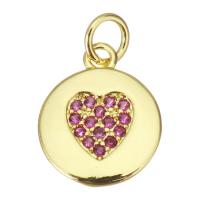 Cubic Zirconia Micro Pave Brass Pendant Round plated fashion jewelry & DIY & for woman & with cubic zirconia nickel lead & cadmium free Approx 3.5mm Sold By Lot
