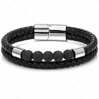 Men Bracelet Gemstone with PU Leather & Stainless Steel polished & Unisex & multi-strand 8mm Sold Per Approx 8.26 Inch Strand