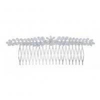 Decorative Hair Combs, Tibetan Style, silver color plated, for woman & with rhinestone, nickel, lead & cadmium free, 145x50mm, Sold By PC