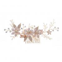Decorative Hair Combs Zinc Alloy gold color plated for woman & with rhinestone pink nickel lead & cadmium free Sold By PC