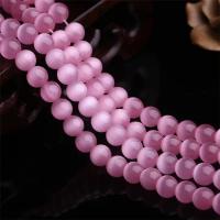 Cats Eye Jewelry Beads Round polished DIY rose pink Sold By Strand
