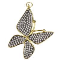 Cubic Zirconia Micro Pave Brass Pendant Butterfly plated fashion jewelry & DIY & for woman & with cubic zirconia nickel lead & cadmium free Approx 3.5mm 5/PC Sold By PC