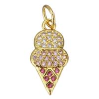 Cubic Zirconia Micro Pave Brass Pendant Ice Cream plated fashion jewelry & DIY & for woman & with cubic zirconia nickel lead & cadmium free Approx 3.5mm Sold By Lot