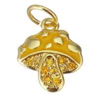 Cubic Zirconia Micro Pave Brass Pendant mushroom plated fashion jewelry & DIY & for woman & with cubic zirconia golden nickel lead & cadmium free Approx 3.5mm Sold By Lot