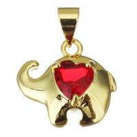 Cubic Zirconia Micro Pave Brass Pendant, Elephant, plated, fashion jewelry & DIY & for woman & with cubic zirconia, golden, nickel, lead & cadmium free, 16x14x6mm, Hole:Approx 3.5mm, 10PCs/Lot, Sold By Lot
