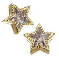 Brass Slide Charm Star plated fashion jewelry & DIY & for woman & with cubic zirconia golden nickel lead & cadmium free Approx Sold By Lot