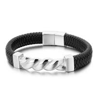 Men Bracelet Titanium Steel with Faux Leather plated for man Sold By PC