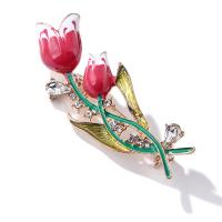 Zinc Alloy Brooches Rose plated fashion jewelry & Unisex & with rhinestone nickel lead & cadmium free Sold By PC