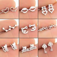 Stainless Steel Stud Earrings plated fashion jewelry & for woman Sold By Pair